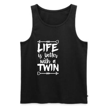 Das Leben ist besser mit einem Zwilling Zitat für - Männer Premium Bio Tank Top - Schwarz - Vorne - Michal (187cm)