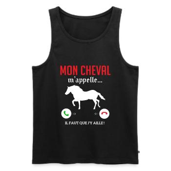 Mon cheval m'appelle faut quẹ j’y aille T-shirt - Débardeur bio Premium Homme - noir - Devant - Michal (187cm)