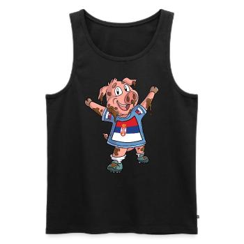 Fan Pig Serbie - Débardeur bio Premium Homme - noir - Devant - Michal (187cm)