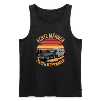 Camper mit Wohnwagen im Urlaub - Männer Premium Bio Tank Top - Schwarz - Vorne - Michal (187cm)