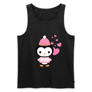 Süsser Pinguin mit Herzen feiert die Liebe - Männer Premium Bio Tank Top - Schwarz - Vorne - AI Model Male 178 light (178cm)