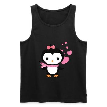 Gentil pingouin avec des cœurs célèbre l’amour - Débardeur bio Premium Homme - noir - Devant - AI Model Male 178 light (178cm)