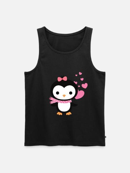 Sød pingvin med hjerte fejrer kærlighed - Herre Premium økologisk tanktop - sort