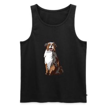 Chien de thé Berger australien - Débardeur bio Premium Homme - noir - Devant - Michal (187cm)