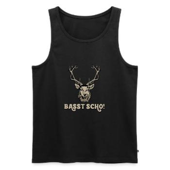 Basst Scho Bayrisch Geweih Hirsch Jagen Geschenk J - Männer Premium Bio Tank Top - Schwarz - Vorne - Michal (187cm)