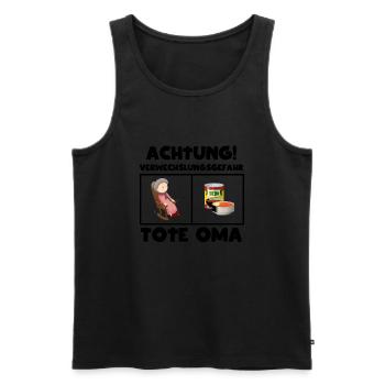 Achtung Verwechslungsgefahr Tote Oma - Männer Premium Bio Tank Top - Schwarz - Vorne - AI Model Male 178 light (178cm)