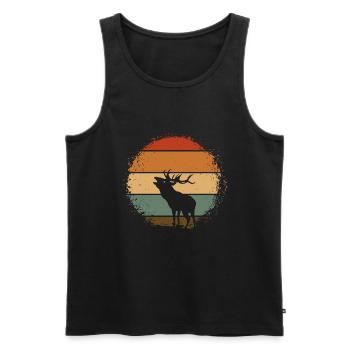 Hirsch - Männer Premium Bio Tank Top - Schwarz - Vorne - Michal (187cm)