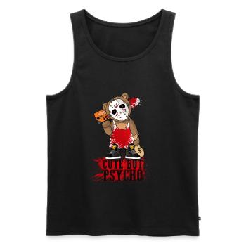 Cute But Psycho Bear With Chainsaw - Men's Premium Organic Tank Top - black - Front - AI Model Male 178 light (178cm)