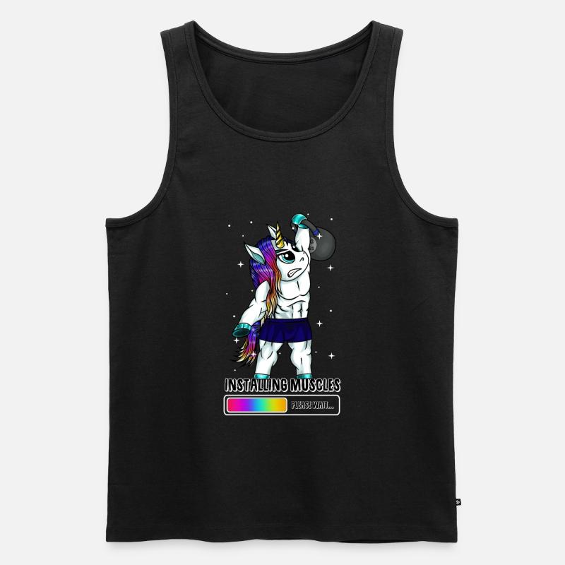 Gewichtheben-Einhorn - Männer Premium Bio Tank Top - Schwarz