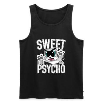 Sweet but psycho cute cat - Men's Premium Organic Tank Top - black - Front - AI Model Male 178 light (178cm)