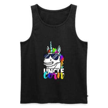 T-shirt drôle Unclecorn Uncle Uncle pour homme - Débardeur bio Premium Homme - noir - Devant - AI Model Male 178 light (178cm)