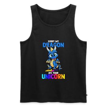 Désolé mon dragon a mangé votre livre mignon drôle de licorne - Débardeur bio Premium Homme - noir - Devant - Michal (187cm)