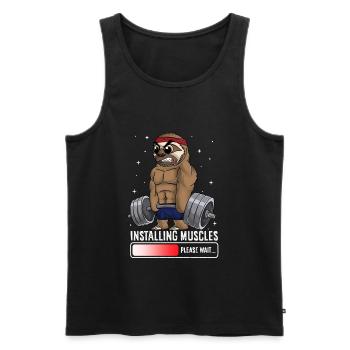 Installer des muscles, veuillez patienter paresseux Gym drôle - Débardeur bio Premium Homme - noir - Devant - AI Model Male 178 light (178cm)