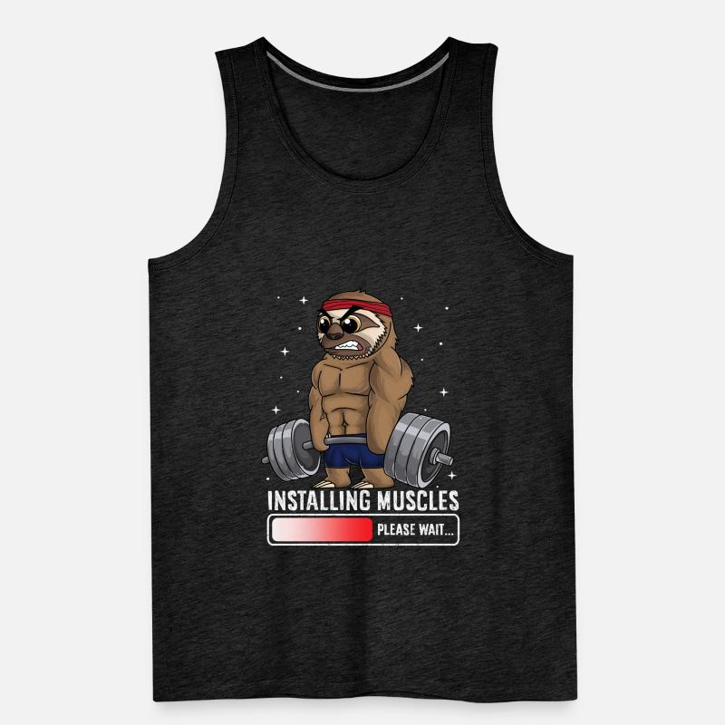 Installing Muscles Please Wait Sloth Gym Funny Men's Premium Organic Tank Top
