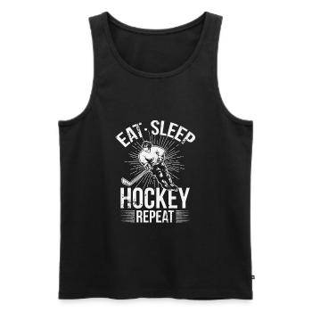 Eat Sleep Hockey Repeat Hommes Garçons Adolescents Enfants Jeunes - Débardeur bio Premium Homme - noir - Devant - Michal (187cm)