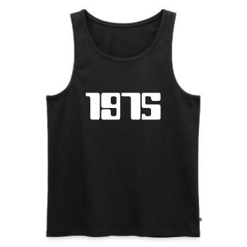 1975 (White Text) - Men's Premium Organic Tank Top - black - Front - AI Model Male 178 light (178cm)