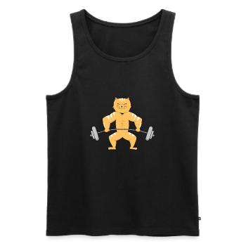 Fitness Cat Gift Cat Lover T-Shirt - Men's Premium Organic Tank Top - black - Front - AI Model Male 178 light (178cm)