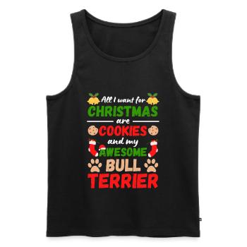 Biscuits Bull Terrier de Noël - Débardeur bio Premium Homme - noir - Devant - Michal (187cm)