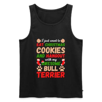 Biscuits Bull Terrier de Noël - Débardeur bio Premium Homme - noir - Devant - Michal (187cm)
