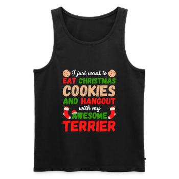 Biscuits de Noël Terrier - Débardeur bio Premium Homme - noir - Devant - Michal (187cm)