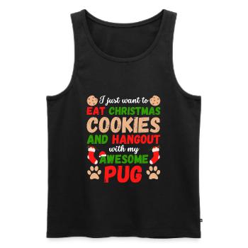 Christmas Pug Cookies - Men's Premium Organic Tank Top - black - Front - Michal (187cm)