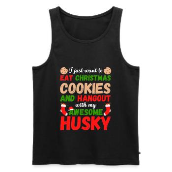 Biscuits Husky de Noël - Débardeur bio Premium Homme - noir - Devant - Michal (187cm)