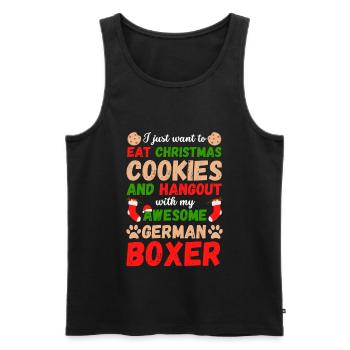Christmas German Boxer Cookies - Men's Premium Organic Tank Top - black - Front - AI Model Male 178 light (178cm)