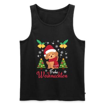 Joyeux Noël Caniche doux Kawaii - Débardeur bio Premium Homme - noir - Devant - Michal (187cm)