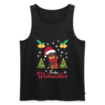 Weihnachten Süßer Rottweiler Liebhaber Kawaii - Männer Premium Bio Tank Top - Schwarz - Vorne - Michal (187cm)