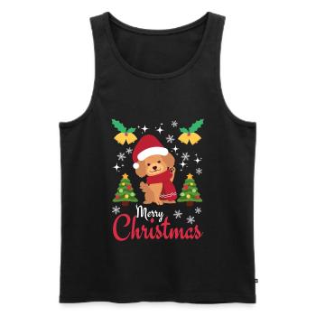 Joyeux Noël Caniche doux Kawaii - Débardeur bio Premium Homme - noir - Devant - Michal (187cm)