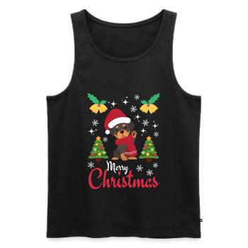 Weihnachten Süßer Rottweiler Liebhaber Kawaii - Männer Premium Bio Tank Top - Schwarz - Vorne - Michal (187cm)