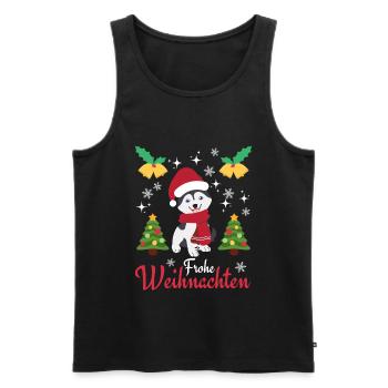 Weihnachten Süßer Husky Liebhaber Kawaii - Männer Premium Bio Tank Top - Schwarz - Vorne - Michal (187cm)