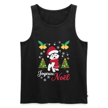 Christmas Sweet Husky Lover Kawaii - Men's Premium Organic Tank Top - black - Front - AI Model Male 178 light (178cm)