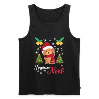 Joyeux Noël Caniche doux Kawaii - Débardeur bio Premium Homme - noir - Devant - Michal (187cm)