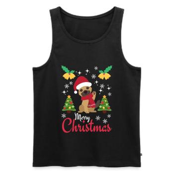 Noël Doux Berger Allemand Kawaii - Débardeur bio Premium Homme - noir - Devant - Michal (187cm)