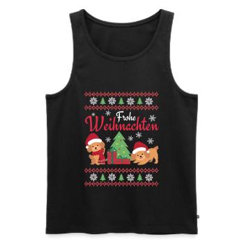Joyeux Noël Caniche doux Kawaii - Débardeur bio Premium Homme - noir - Devant - Michal (187cm)