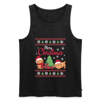 Joyeux Noël Caniche doux Kawaii - Débardeur bio Premium Homme - noir - Devant - Michal (187cm)