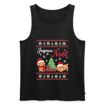 Joyeux Noël Caniche doux Kawaii - Débardeur bio Premium Homme - noir - Devant - Michal (187cm)