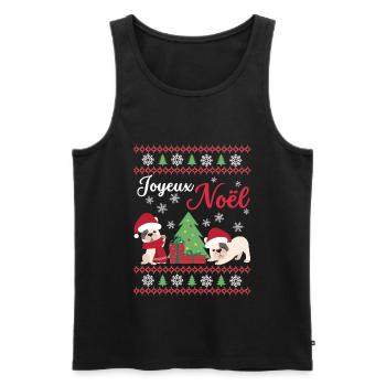 Weihnachten Süße Französische Bulldogge Kawaii - Männer Premium Bio Tank Top - Schwarz - Vorne - Michal (187cm)