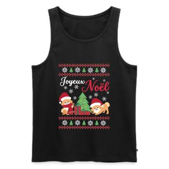 Weihnachten Süßer Zwergspitz Liebhaber Kawaii - Männer Premium Bio Tank Top - Schwarz - Vorne - AI Model Male 178 light (178cm)