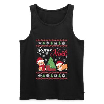 Noël Sweet Welsh Corgi Kawaii - Débardeur bio Premium Homme - noir - Devant - Michal (187cm)
