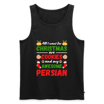 Biscuits de chat persan de Noël - Débardeur bio Premium Homme - noir - Devant - AI Model Male 178 light (178cm)