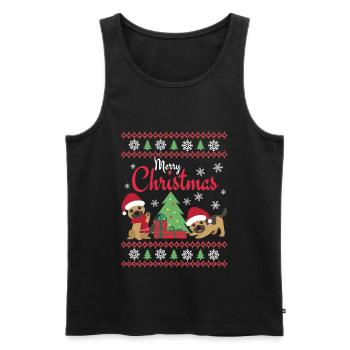 Noël Doux Berger Allemand Kawaii - Débardeur bio Premium Homme - noir - Devant - Michal (187cm)