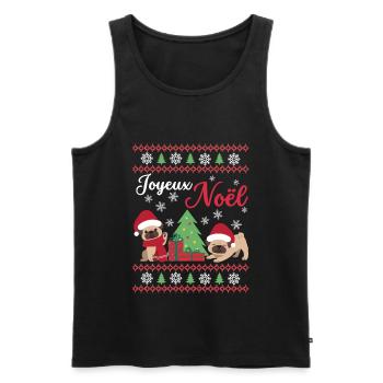 Weihnachten Süßer Mops Liebhaber Kawaii - Männer Premium Bio Tank Top - Schwarz - Vorne - Michal (187cm)