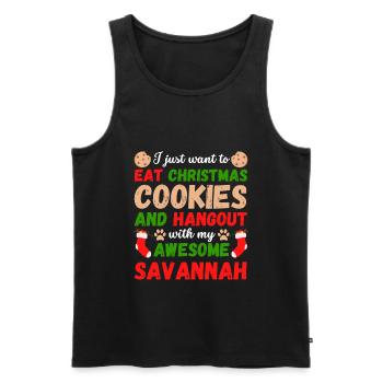 Christmas Savannah Cat Cookies - Men's Premium Organic Tank Top - black - Front - AI Model Male 178 light (178cm)