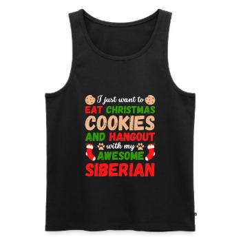 Biscuits de chat sibérien de Noël - Débardeur bio Premium Homme - noir - Devant - Michal (187cm)