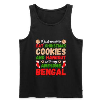 Biscuits de chat bengale de Noël - Débardeur bio Premium Homme - noir - Devant - AI Model Male 178 light (178cm)