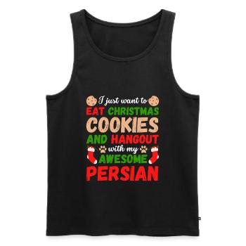 Biscuits de chat persan de Noël - Débardeur bio Premium Homme - noir - Devant - AI Model Male 178 light (178cm)