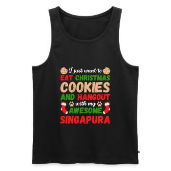 Biscuits de chat de Noël Singapoura - Débardeur bio Premium Homme - noir - Devant - Michal (187cm)