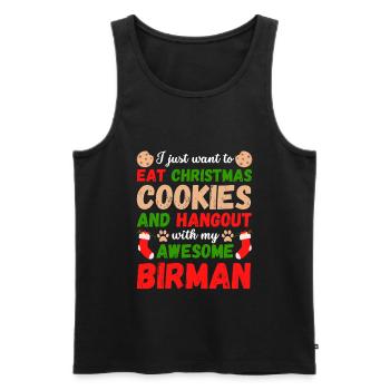 Biscuits de chat birmans de Noël - Débardeur bio Premium Homme - noir - Devant - AI Model Male 178 light (178cm)